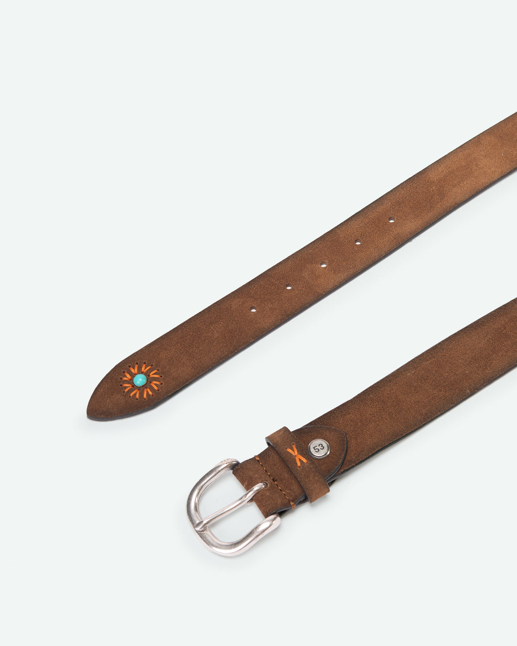 Cintura uomo Adda in pelle scamosciata con fiore ricamato