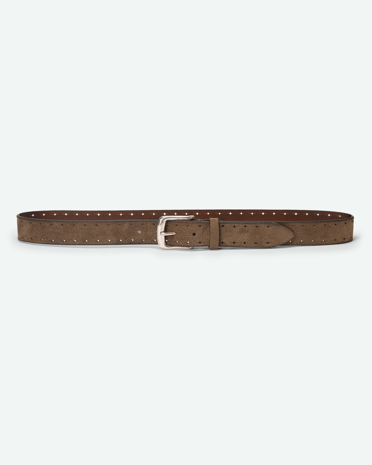 Cherio men's belt in suede with diamond perforation