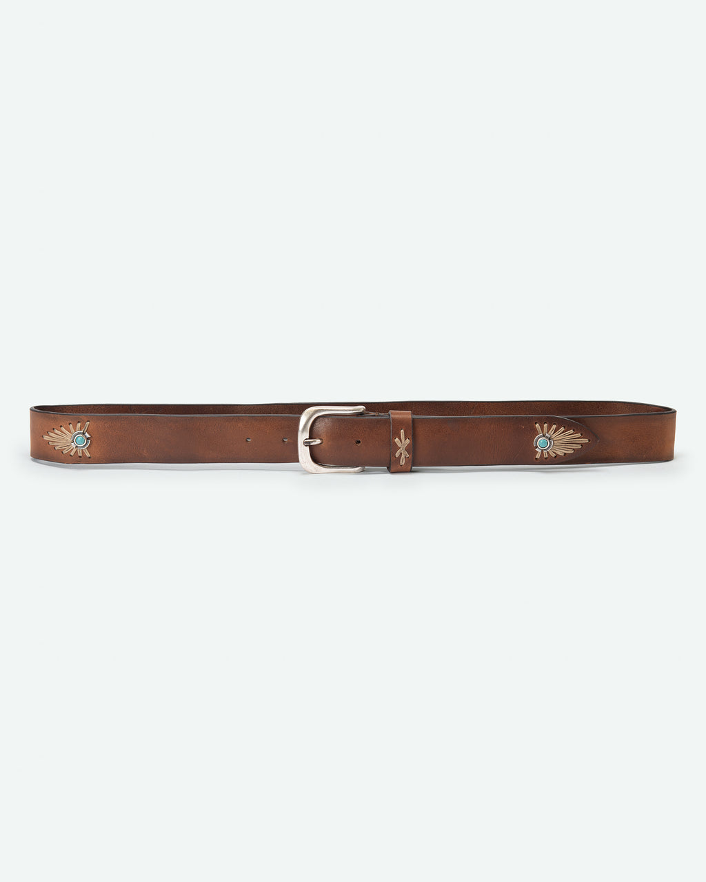 Cintura uomo Arera in pelle con concho e pietra turchese