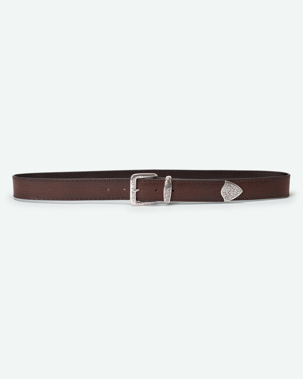 Ferrante men's leather belt with engraved western buckle