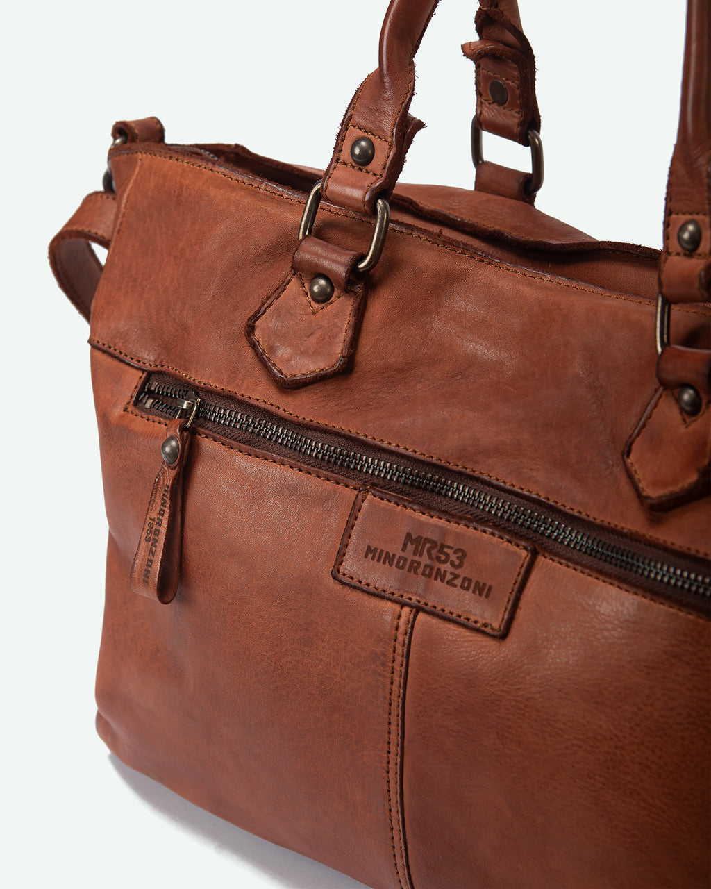 Borsa da lavoro uomo Cornello in pelle con due tasche