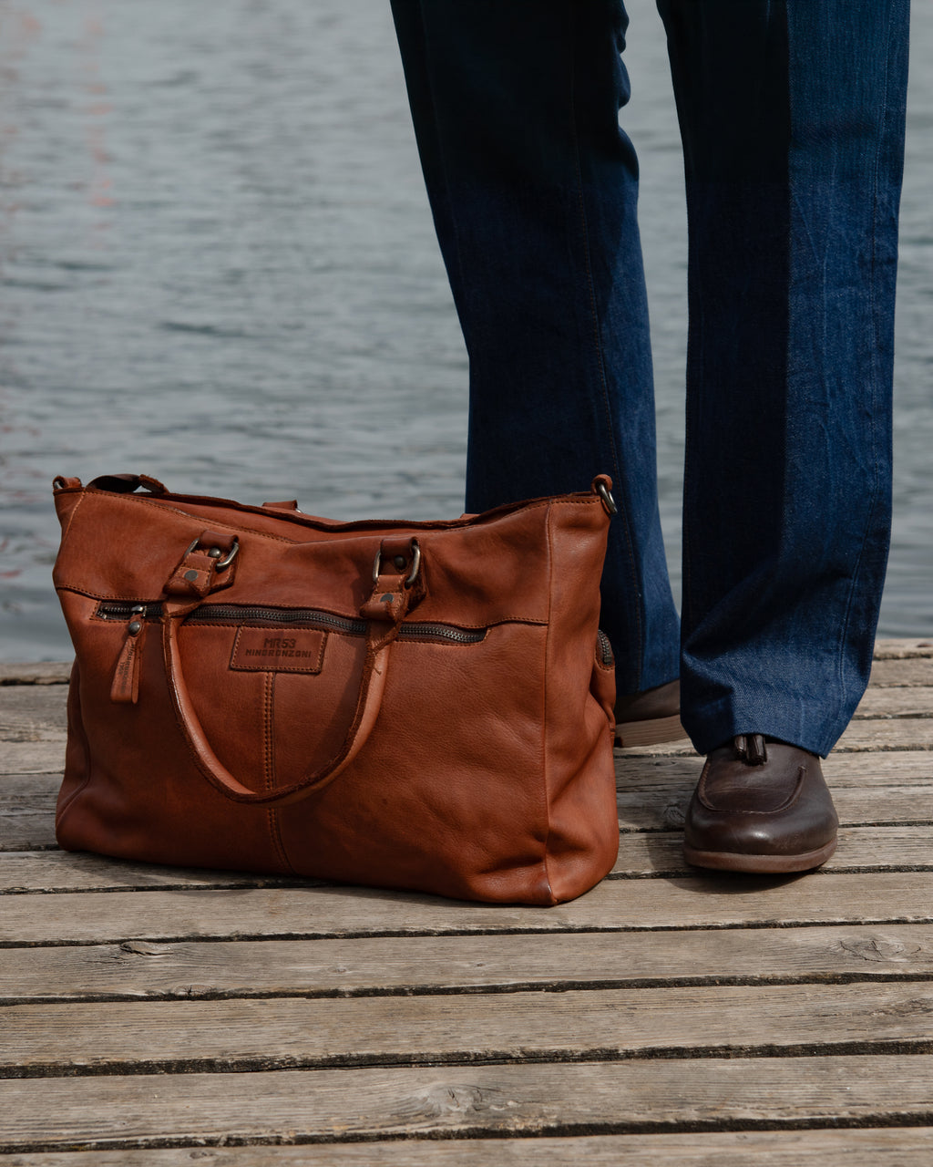 Borsa da lavoro uomo Cornello in pelle con due tasche