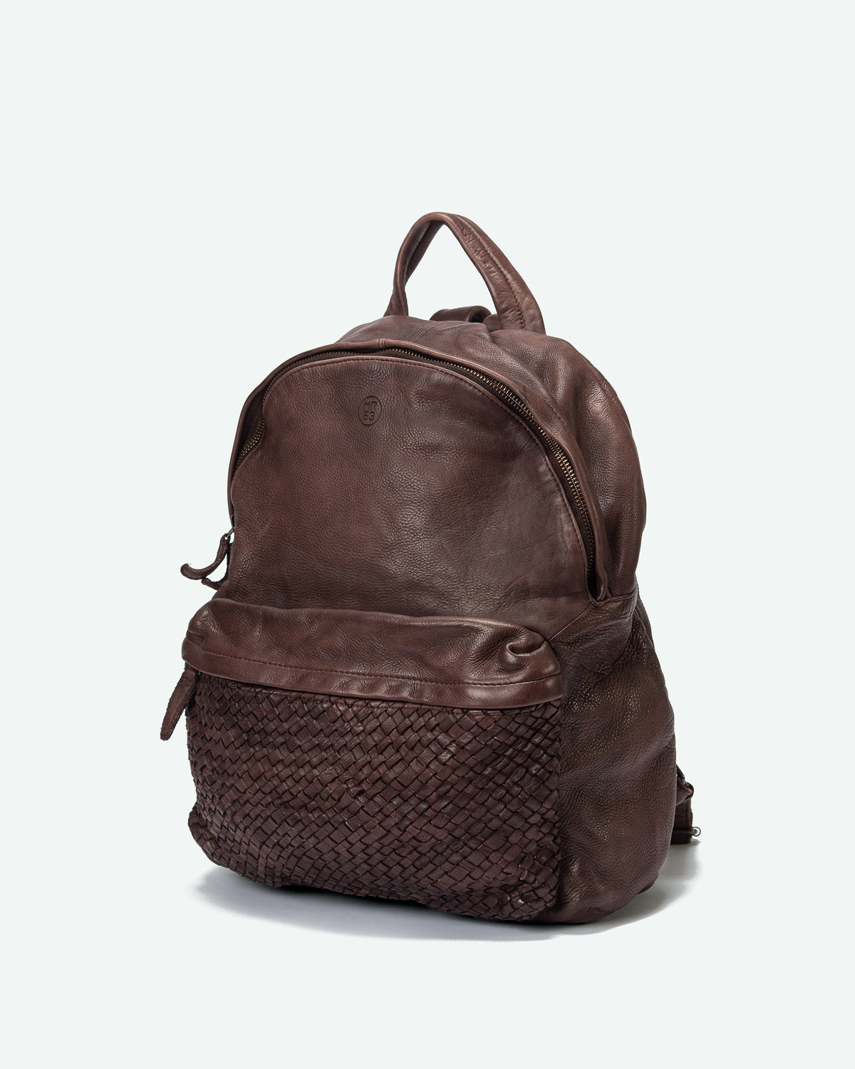 Clusone men's leather backpack with woven pocket