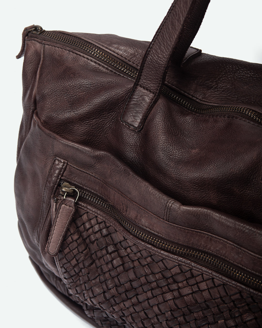 Borsa da lavoro uomo Almenno in pelle con tasca intrecciata