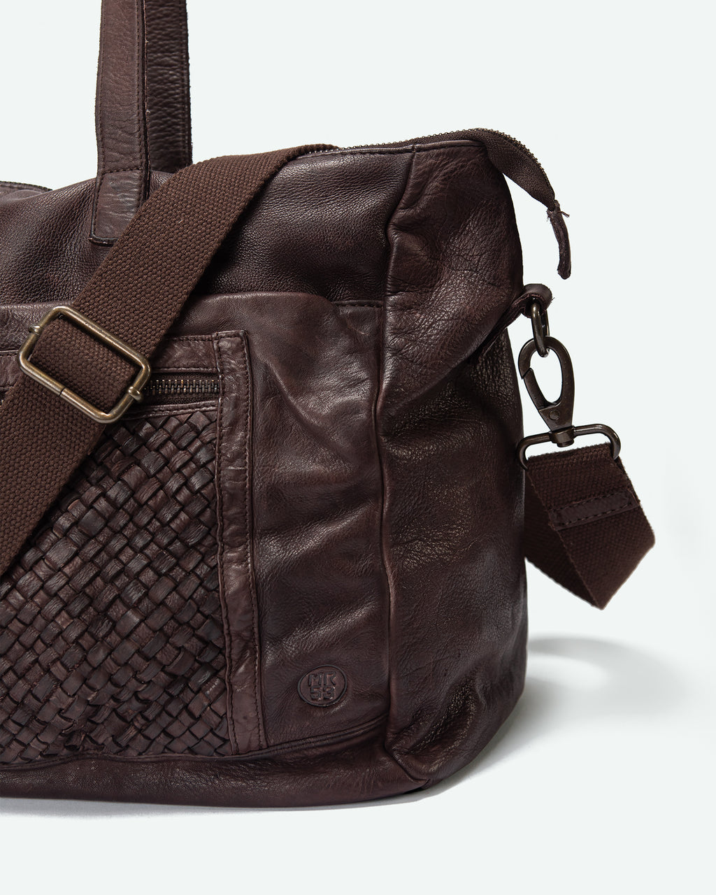 Borsa da lavoro uomo Almenno in pelle con tasca intrecciata