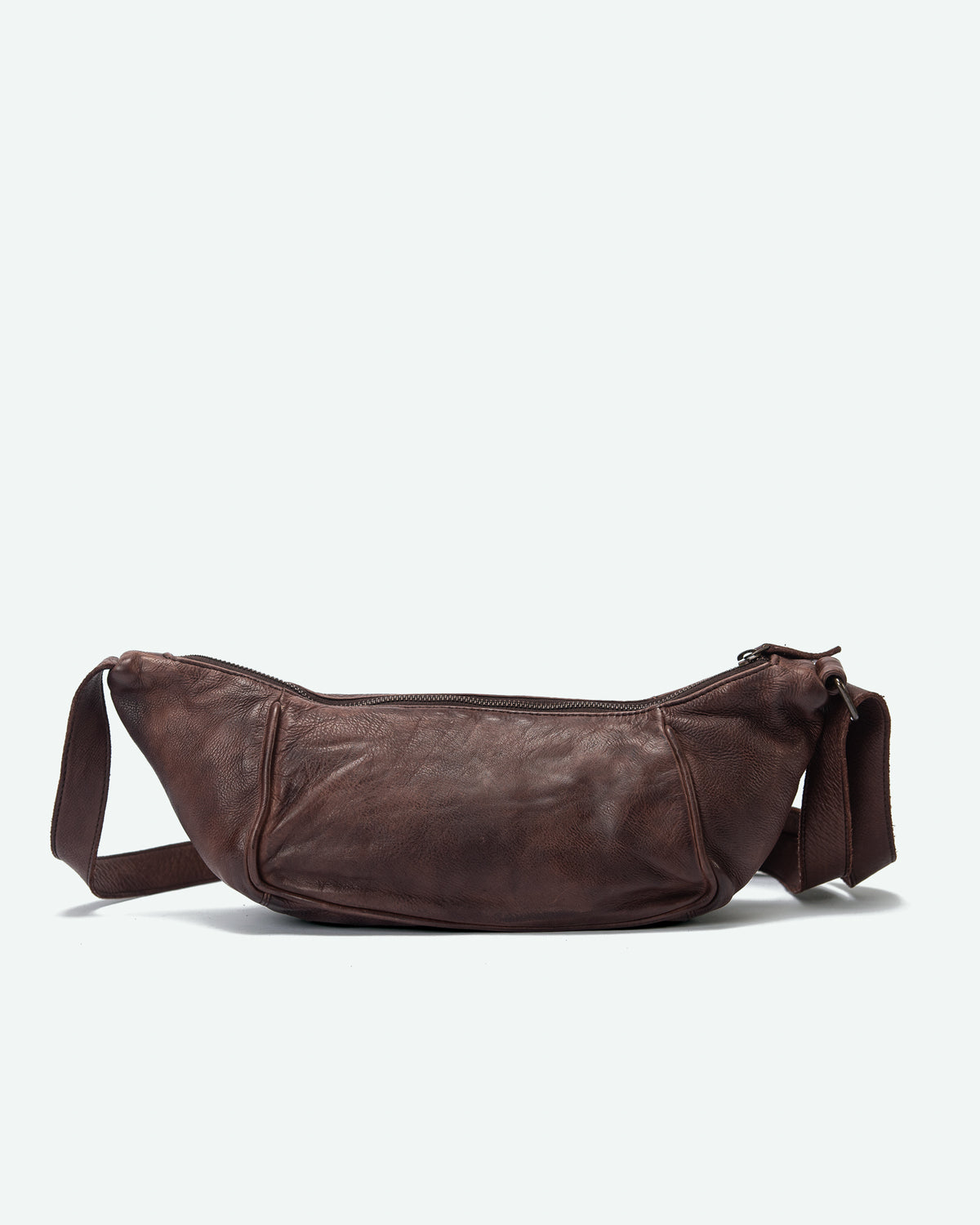 Zogno men's leather belt bag with woven pocket