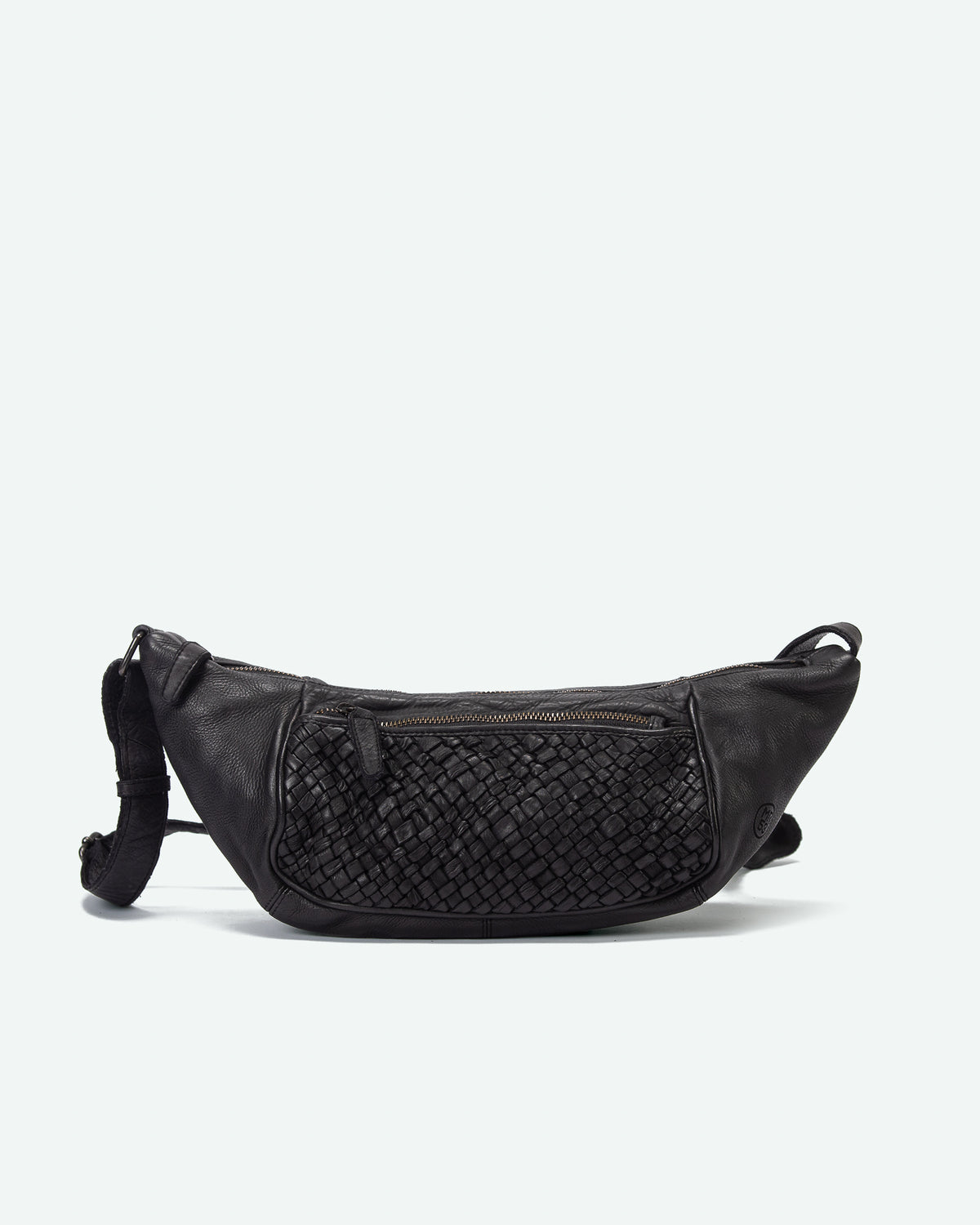 Zogno men's leather belt bag with woven pocket
