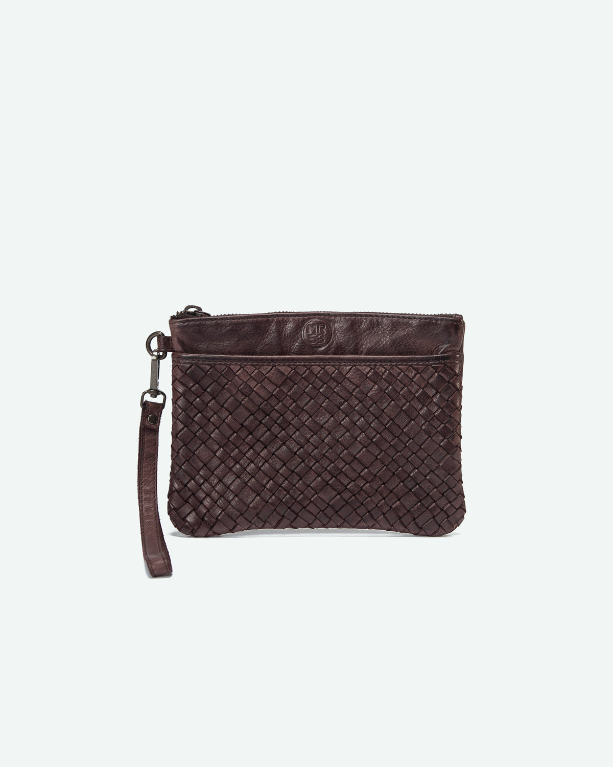 Selvino men's leather clutch with woven pocket