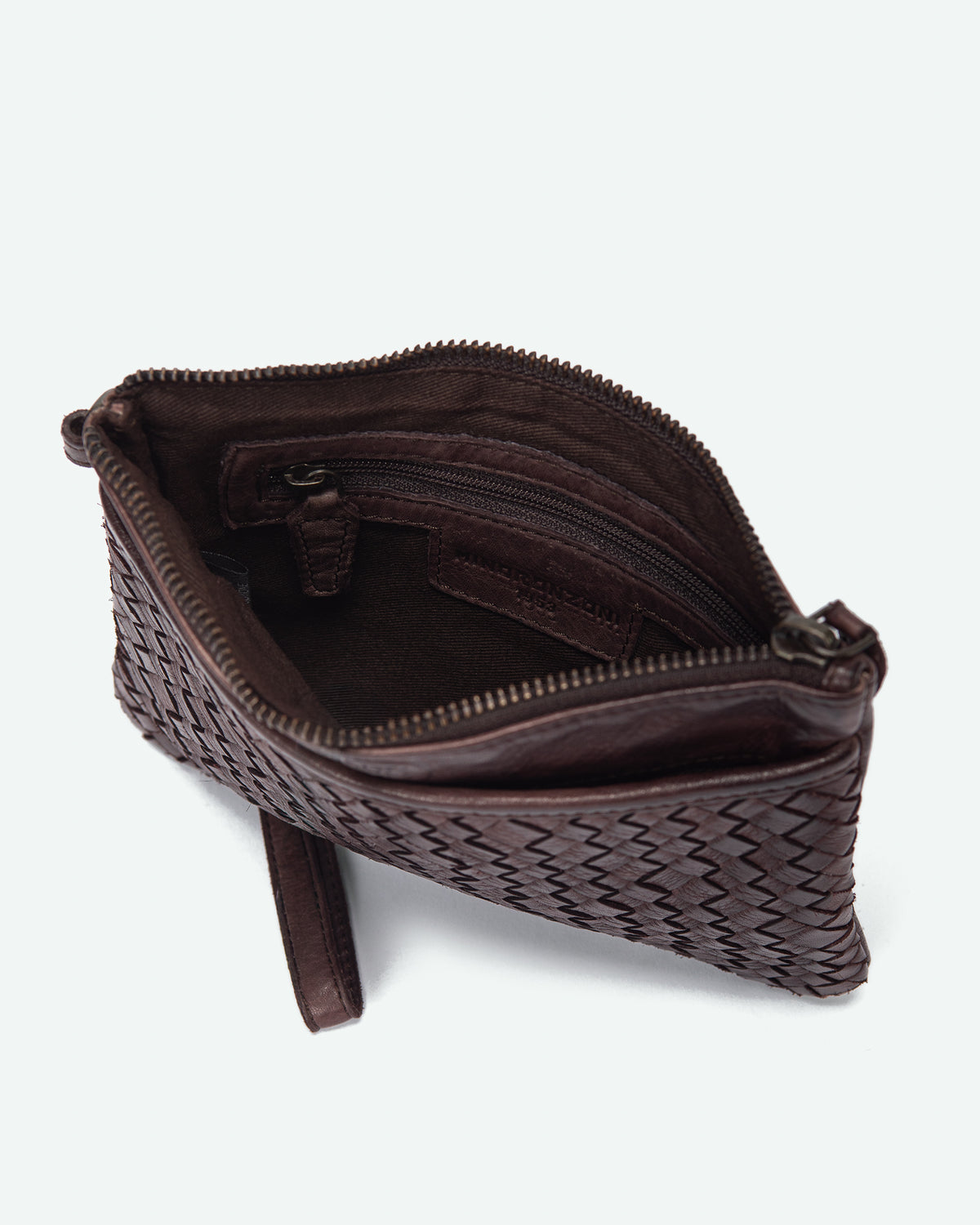 Pochette uomo Selvino in pelle con tasca intrecciata