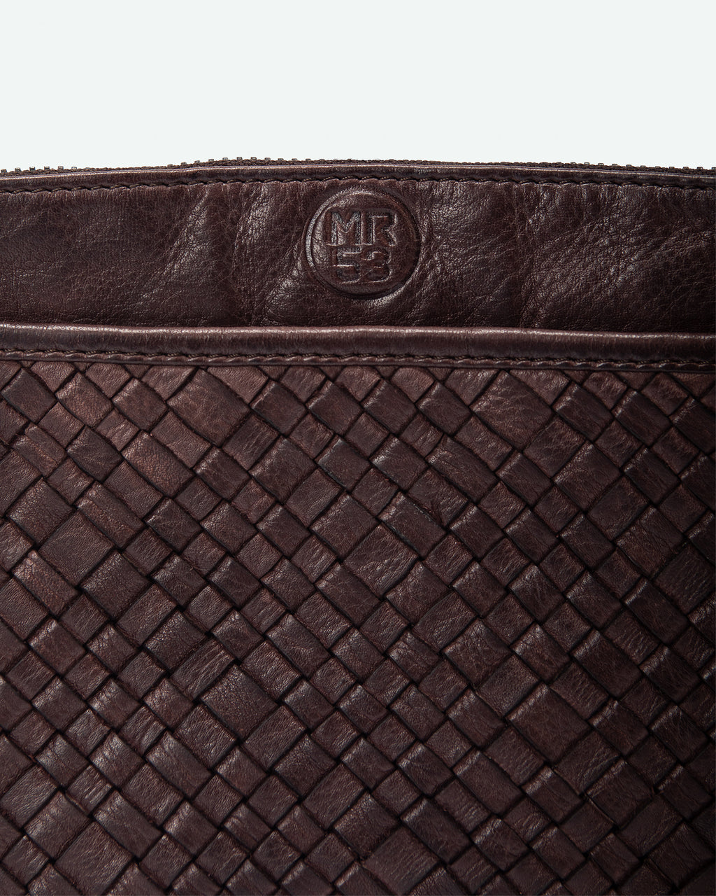 Pochette uomo Selvino in pelle con tasca intrecciata