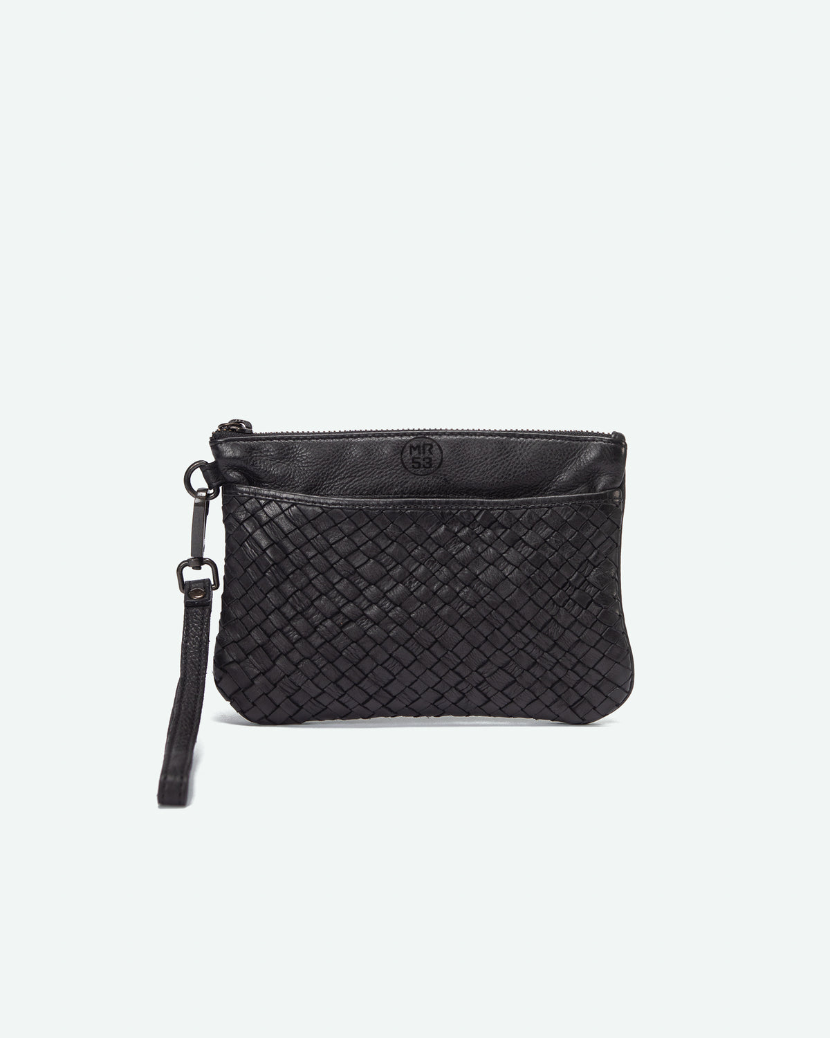 Selvino men's leather clutch with woven pocket