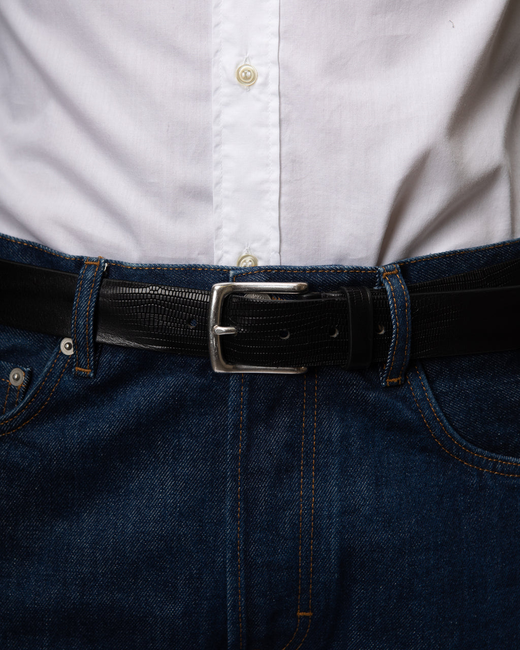 Cintura uomo Linzone in pelle goffrata a squame