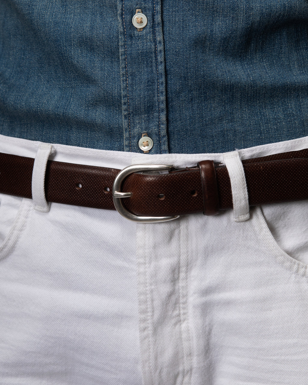 Cintura uomo Corno in pelle micro-goffrata