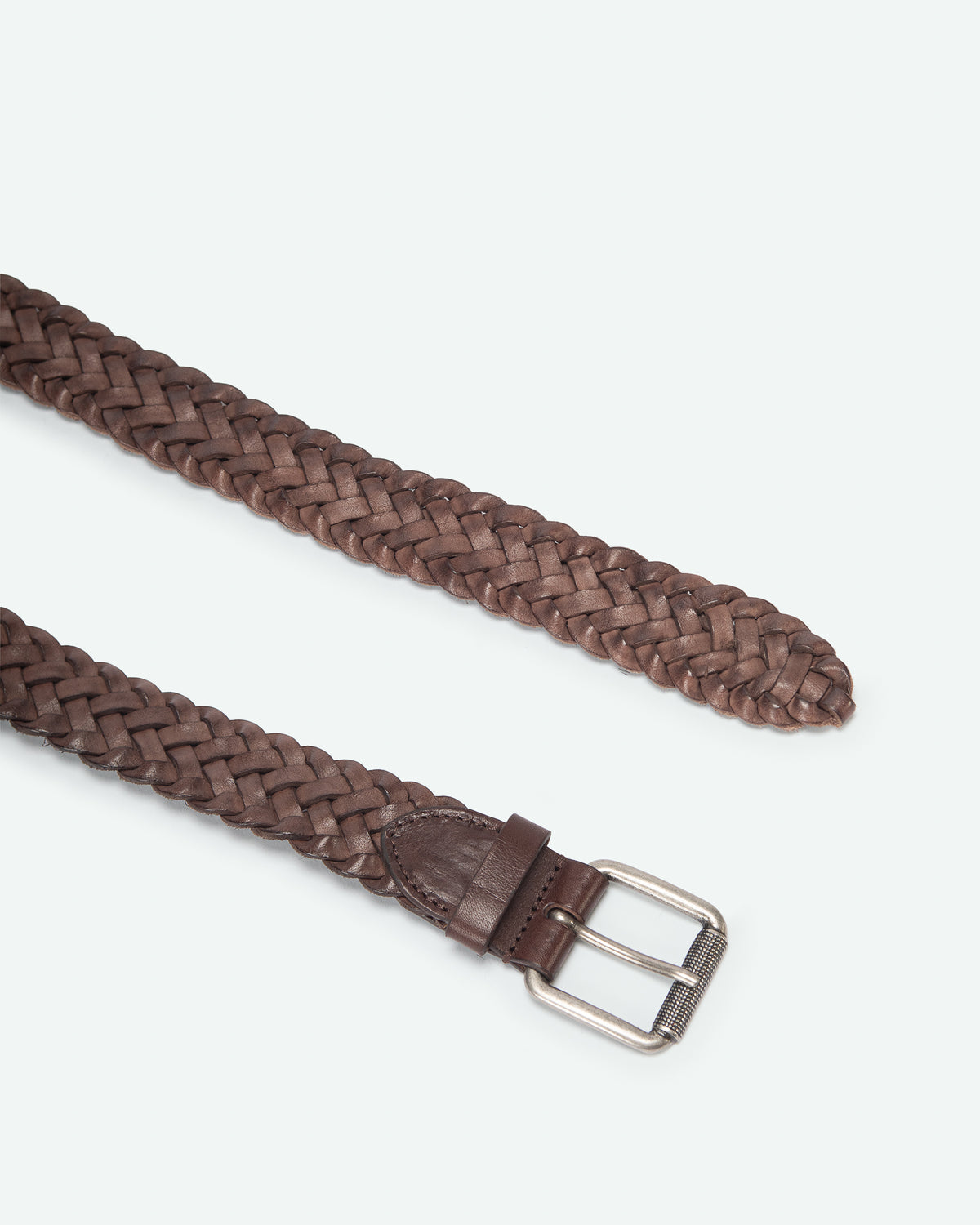 Serio men's belt in woven leather, vintage finish